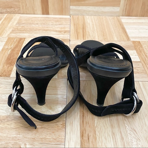 TOD’S Black Suede Leather Ankle Wrap Buckle Strap Heel Open Toe Sandals Size 39 - Picture 9 of 16